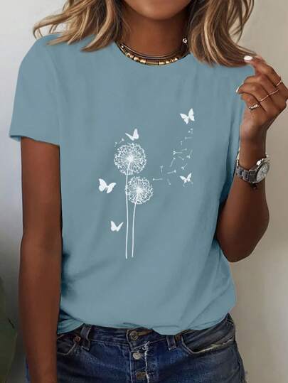 Dandelion Butterfly Tee – same ANTHEM Romantic Fashion for Soulmates - DustyBlue / L