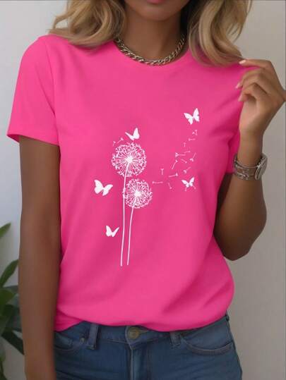 Dandelion Butterfly Tee – same ANTHEM Romantic Fashion for Soulmates - HotPink / L