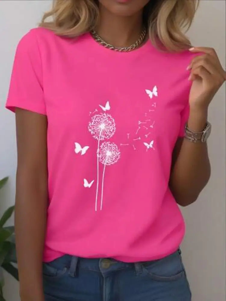 Dandelion Butterfly Tee – same ANTHEM Romantic Fashion for Soulmates - HotPink / L