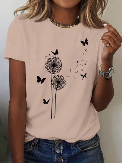 Dandelion Butterfly Tee – same ANTHEM Romantic Fashion for Soulmates - Apricot / L