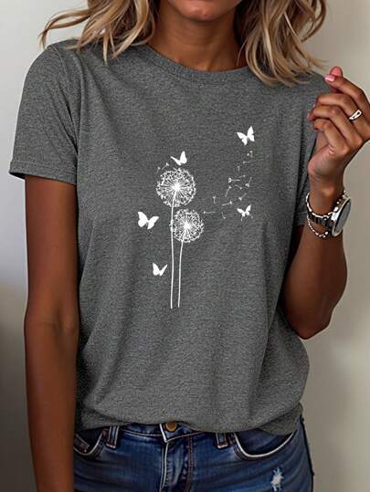 Dandelion Butterfly Tee – same ANTHEM Romantic Fashion for Soulmates - DarkGrey / L