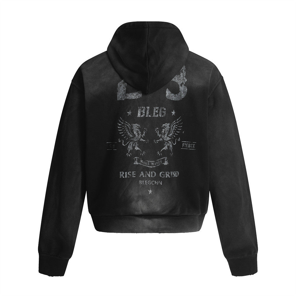 Dark Fuzzy Print Cardigan Hoodie – Soulmate Streetwear for Men | same ANTHEM