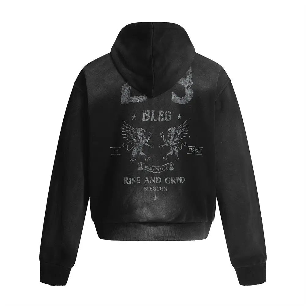 Dark Fuzzy Print Cardigan Hoodie – Soulmate Streetwear for Men | same ANTHEM