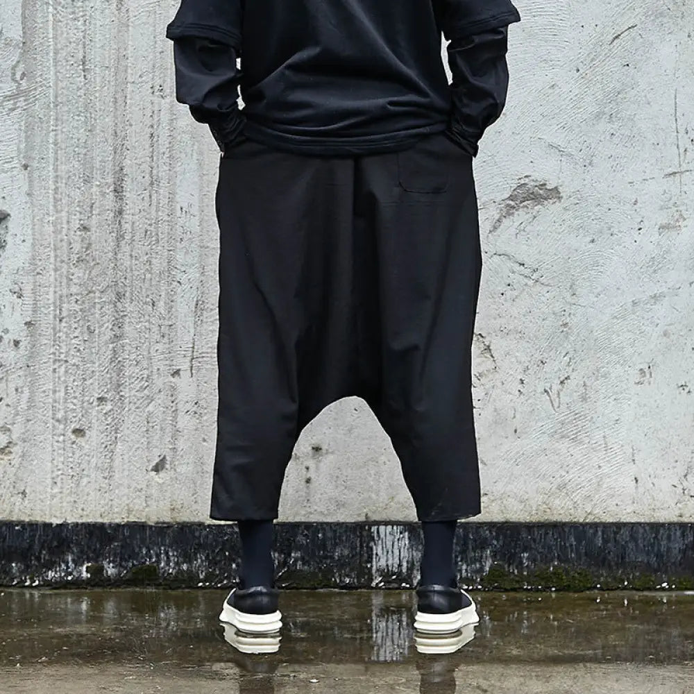 Dark High Fashion Low Crotch Straddles Pants | same ANTHEM. Soulmate Streetwear - Black / One size