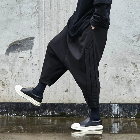 Dark High Fashion Low Crotch Straddles Pants | same ANTHEM. Soulmate Streetwear - Black / One size