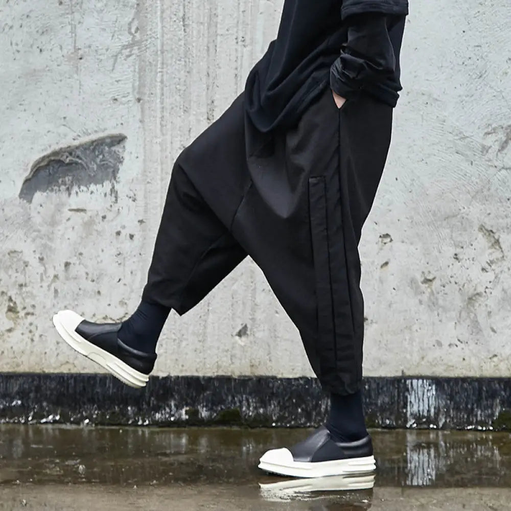Dark High Fashion Low Crotch Straddles Pants | same ANTHEM. Soulmate Streetwear - Black / One size