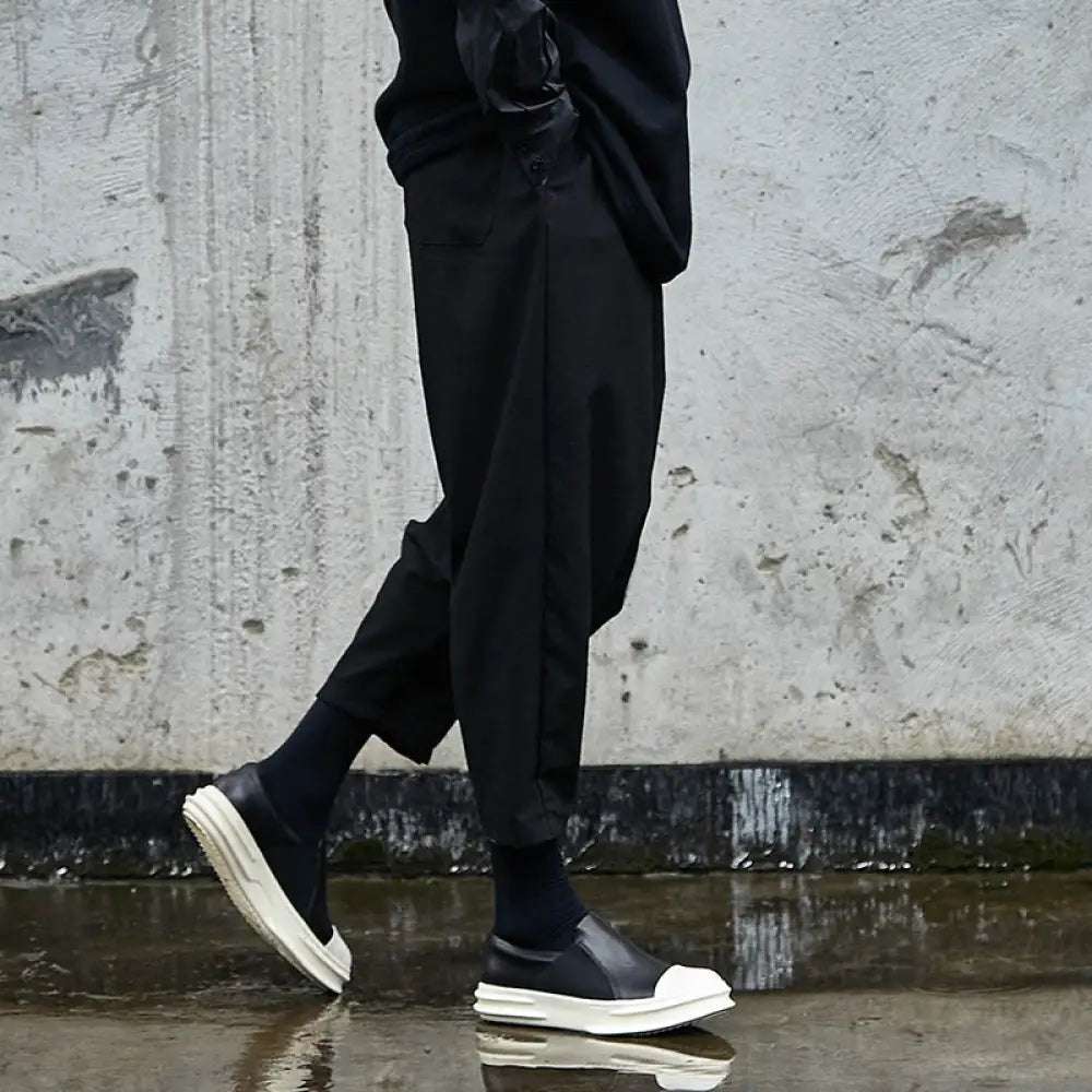 Dark High Fashion Low Crotch Straddles Pants | same ANTHEM. Soulmate Streetwear - Black / One size