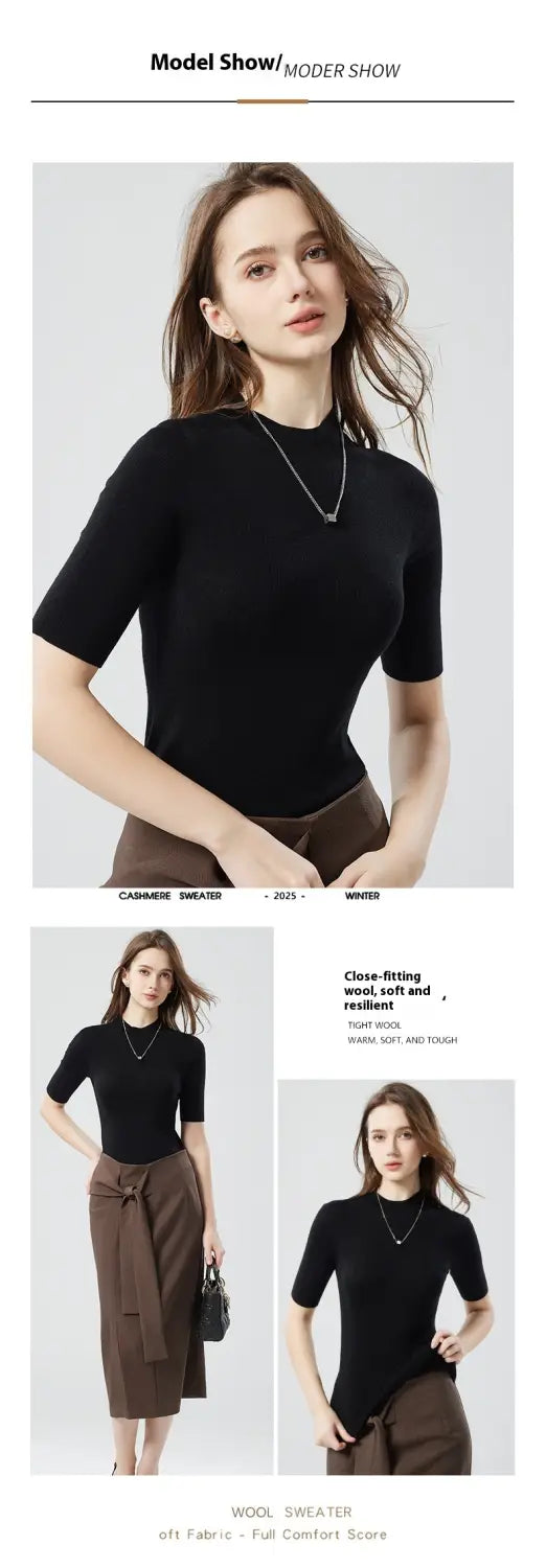 Woolen Turtleneck Short Sweater | same ANTHEM.