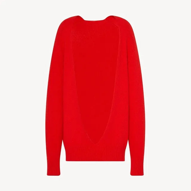 Deep V-Neck Wool Sweater | same ANTHEM. - Red / S