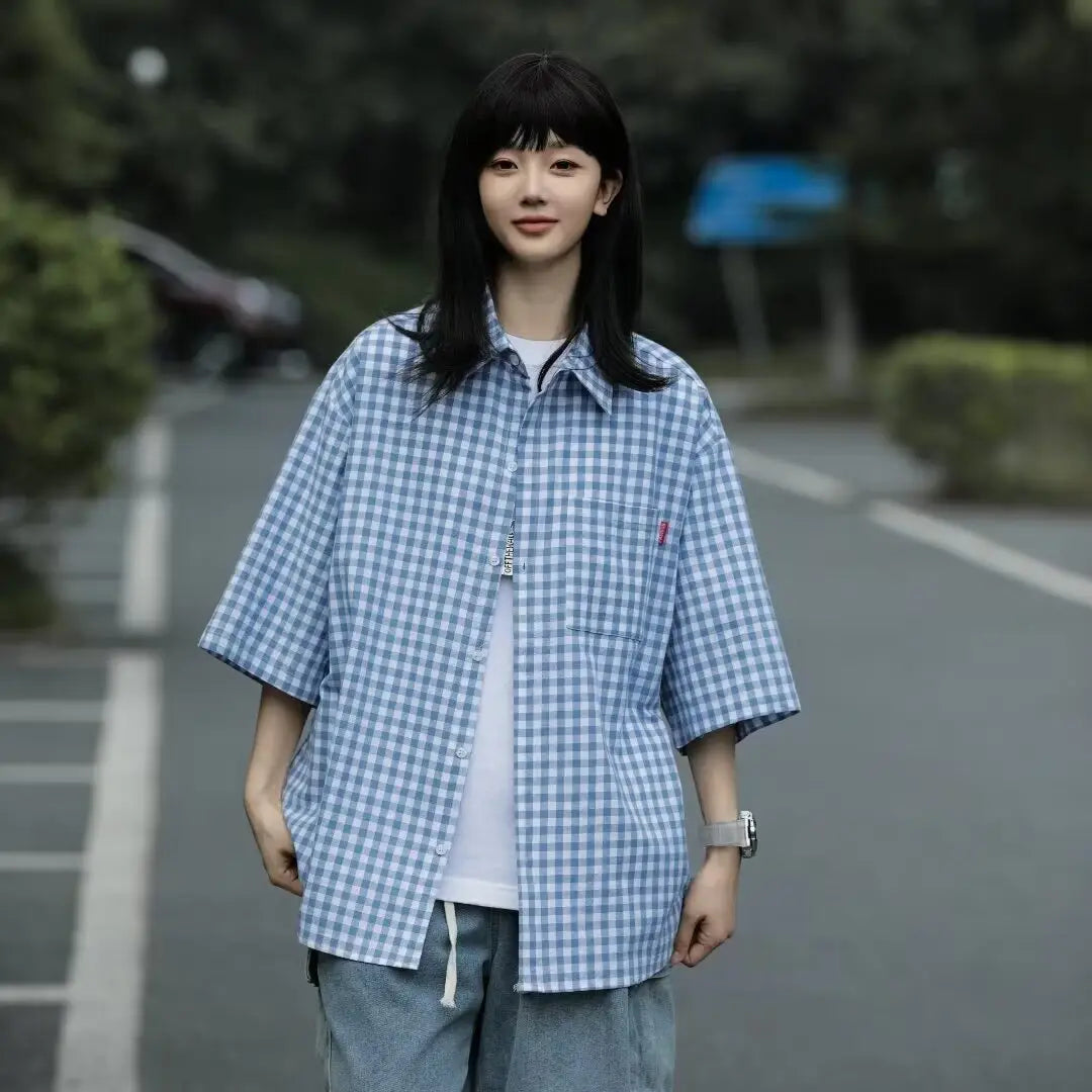 Retro Relaxed-fit Casual Three-quarter-sleeve Shirt