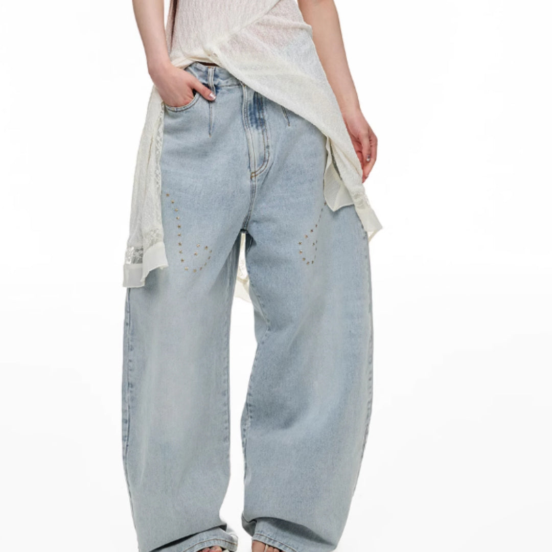 Jeans Female Heavy Worker Hot Stamping Father Doing Old - Bag