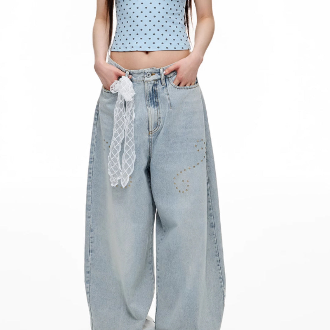 Jeans Female Heavy Worker Hot Stamping Father Doing Old - Bag