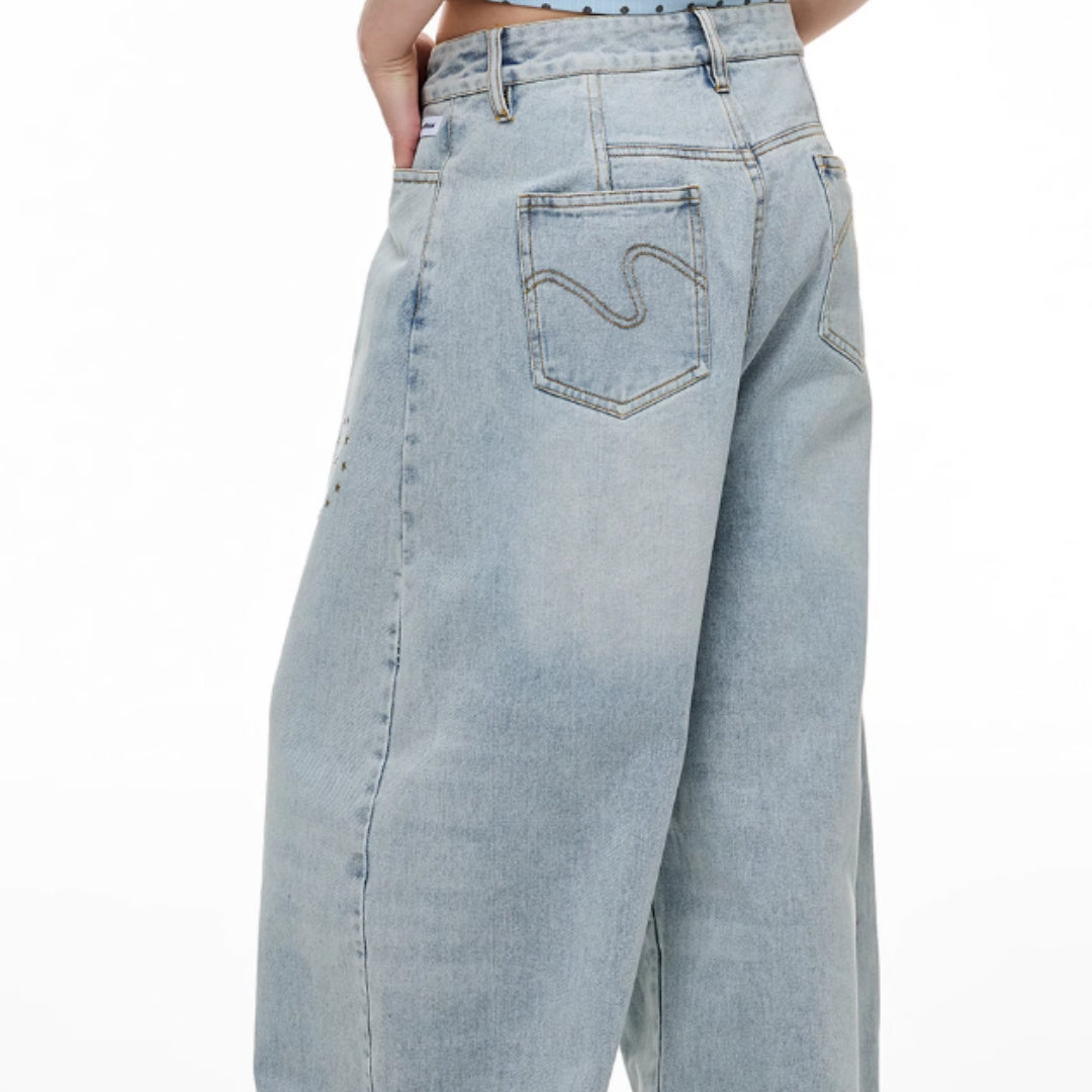 Jeans Female Heavy Worker Hot Stamping Father Doing Old - Bag