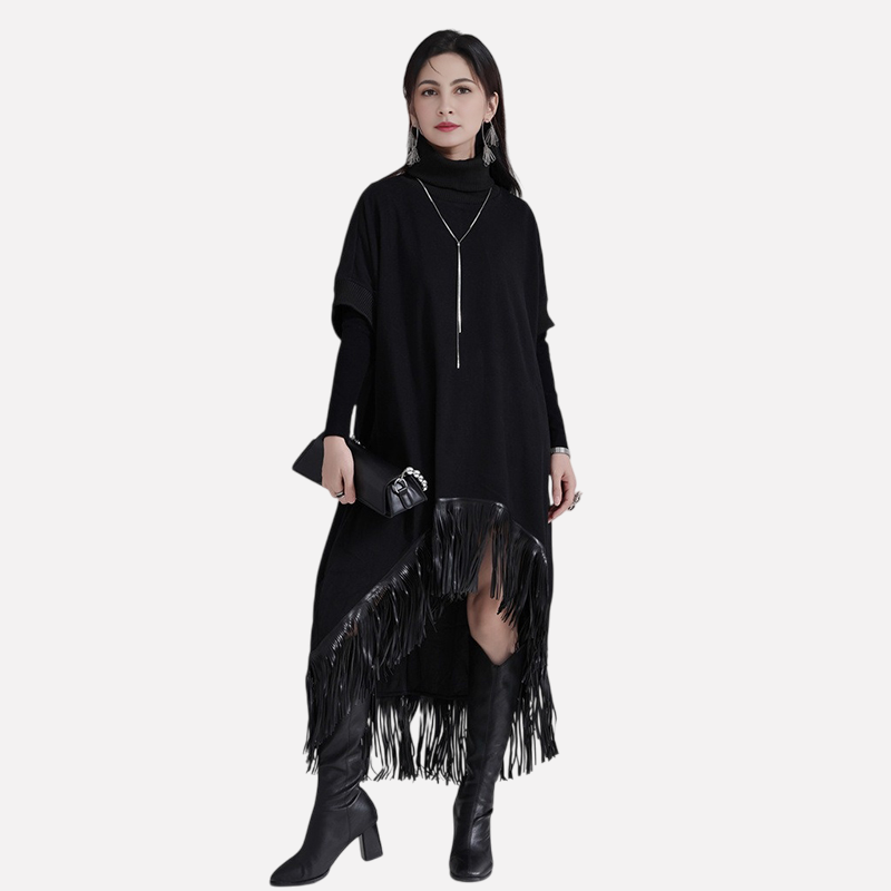 Designer Cape Style High Neck Dress – Soulmate Streetwear | same ANTHEM - Black / One size