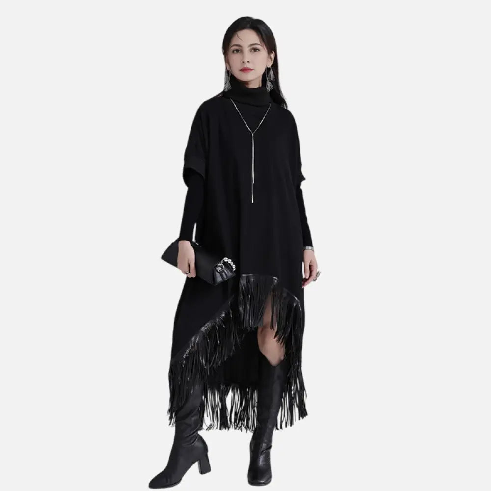 Designer Cape Style High Neck Dress – Soulmate Streetwear | same ANTHEM - Black / One size