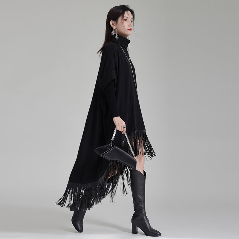 Designer Cape Style High Neck Dress – Soulmate Streetwear | same ANTHEM - Black / One size