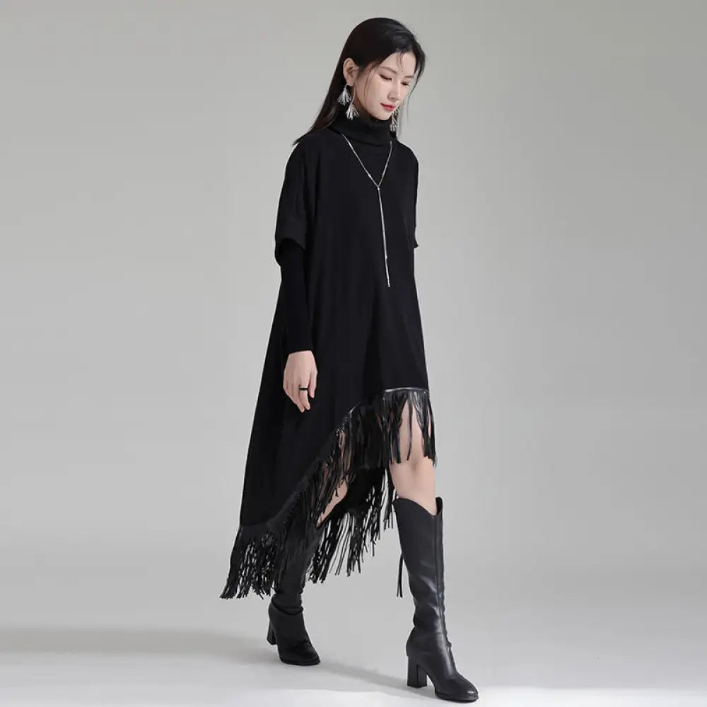 Designer Cape Style High Neck Dress – Soulmate Streetwear | same ANTHEM - Black / One size