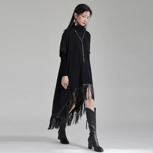 Designer Cape Style High Neck Dress – Soulmate Streetwear | same ANTHEM - Black / One size