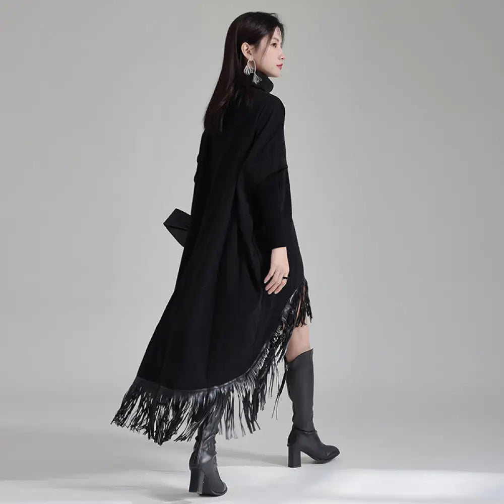 Designer Cape Style High Neck Dress – Soulmate Streetwear | same ANTHEM - Black / One size