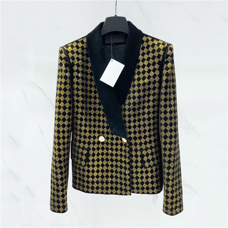 Diamond Lapel Blazer | same ANTHEM. - Black Gold / S