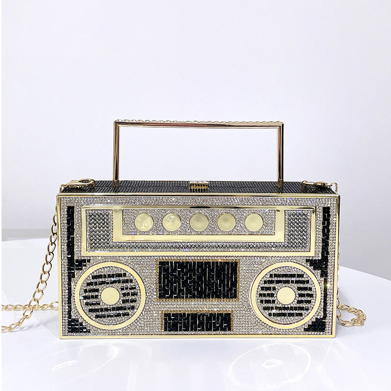 Diamond Radio Clutch Bag | same ANTHEM. - Black / L22 x W5.5 x H11.5cm