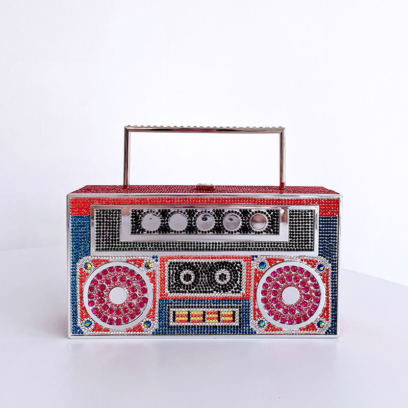 Diamond Radio Clutch Bag | same ANTHEM. - Red / L22 x W5.5 x H11.5cm