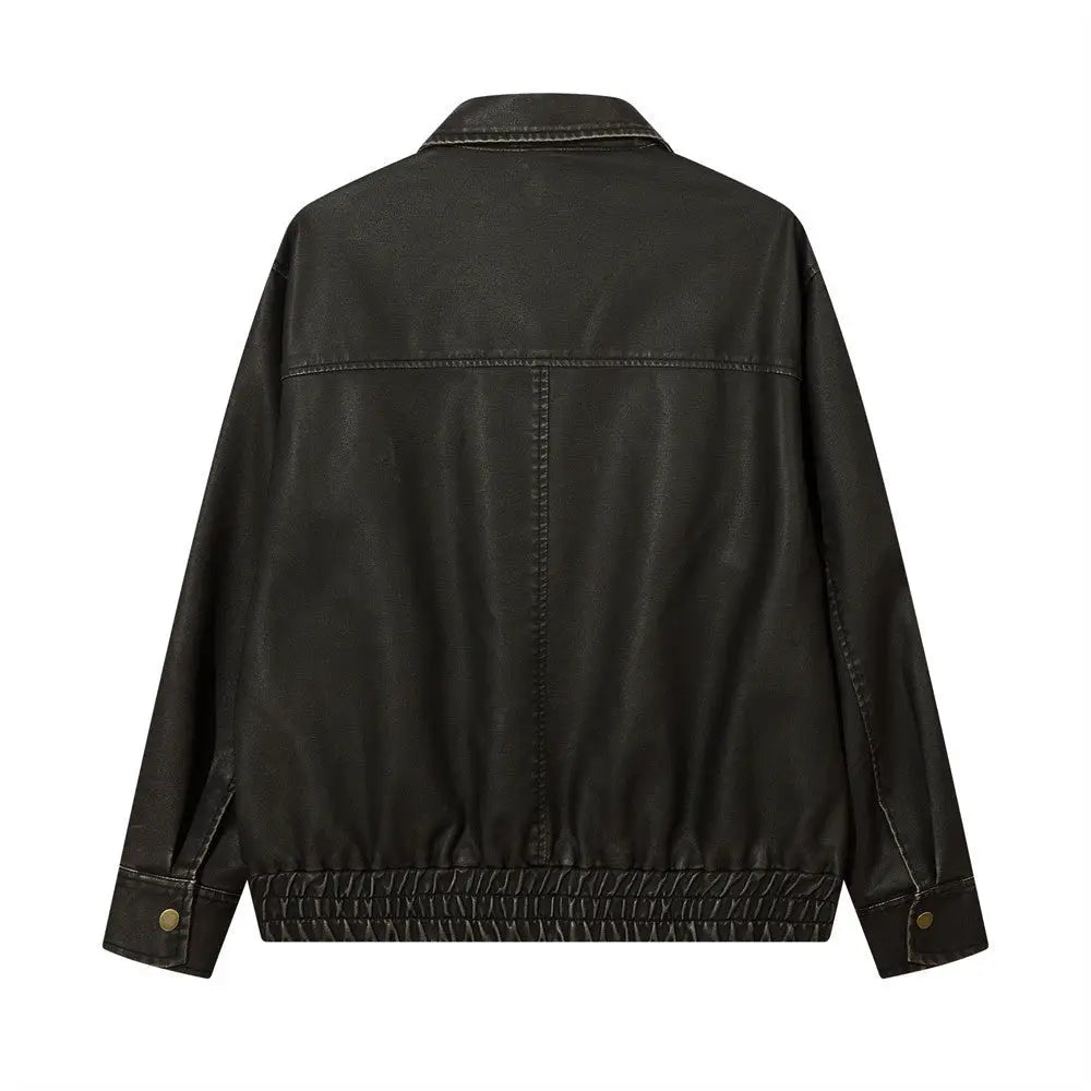 Distressed PU Biker Jacket – Bold & Soulful Layers | same ANTHEM