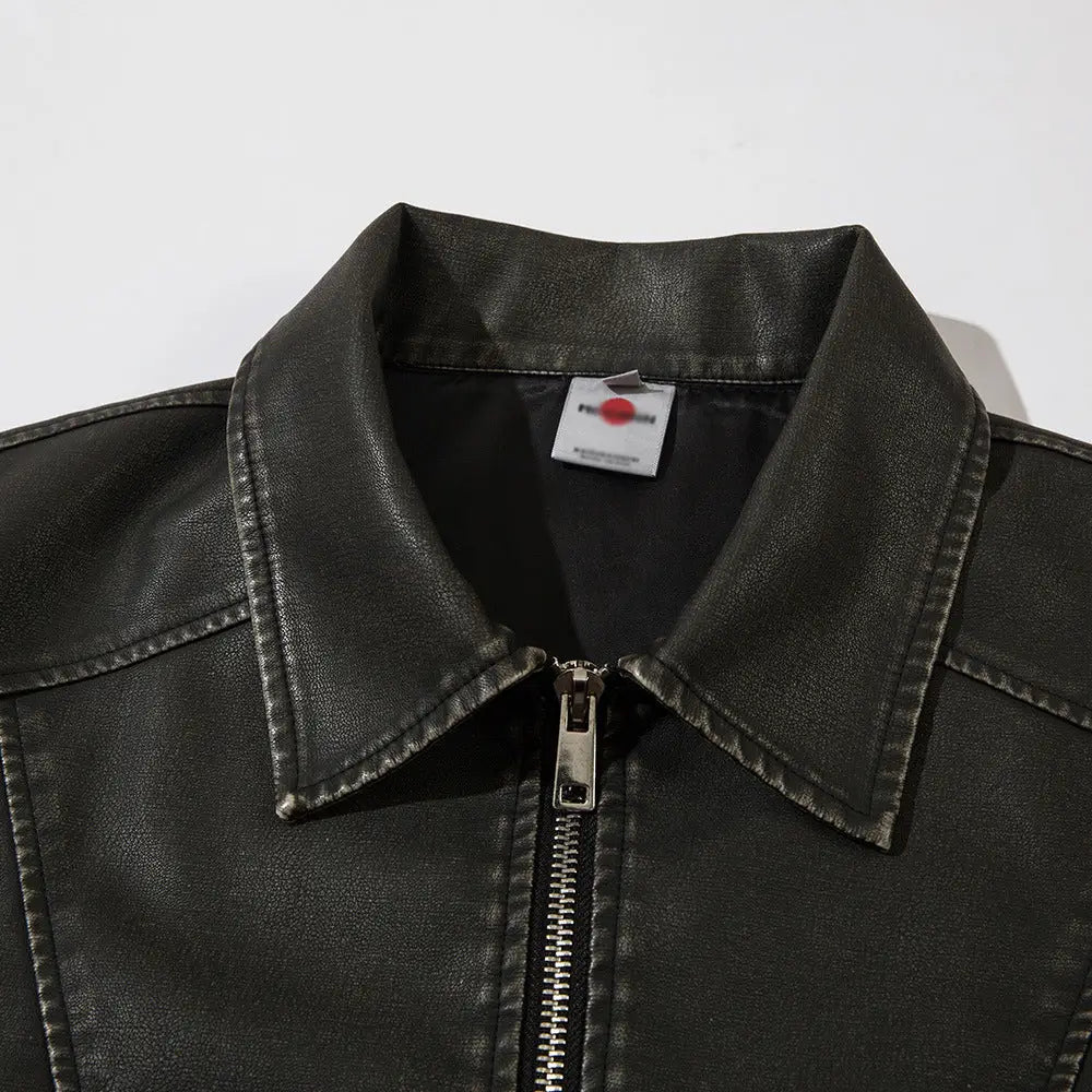 Distressed PU Biker Jacket – Bold & Soulful Layers | same ANTHEM