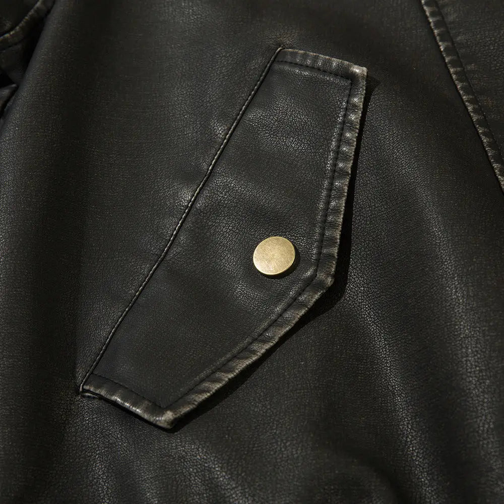 Distressed PU Biker Jacket – Bold & Soulful Layers | same ANTHEM