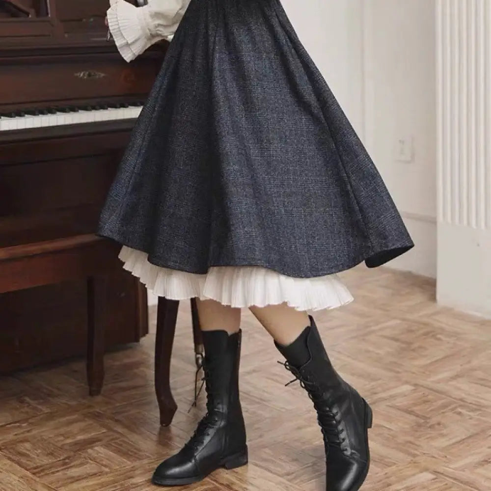 Double-Layer Pleated Tartan Skirt – Romantic Style for Soulmates | Same ANTHEM