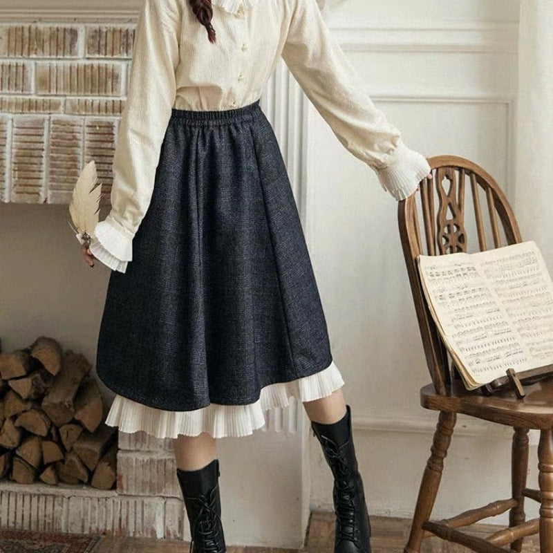 Double-Layer Pleated Tartan Skirt – Romantic Style for Soulmates | Same ANTHEM