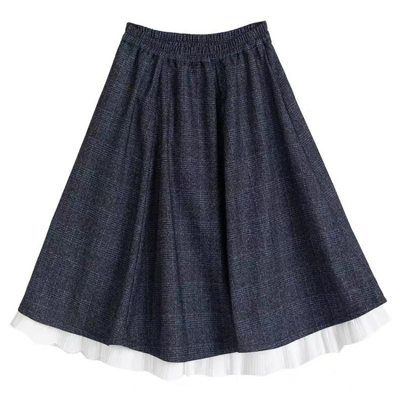 Double-Layer Pleated Tartan Skirt – Romantic Style for Soulmates | Same ANTHEM - Dark Brown / L