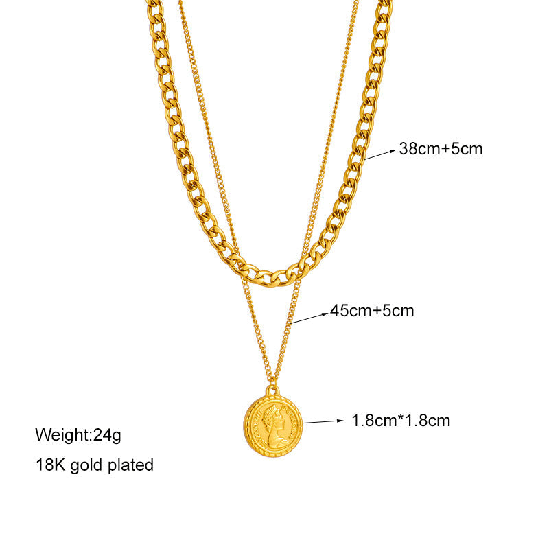 Double-Layer Queen Portrait Pendant Necklace | Boho Chic Soulmate Jewellery | same ANTHEM - Gold