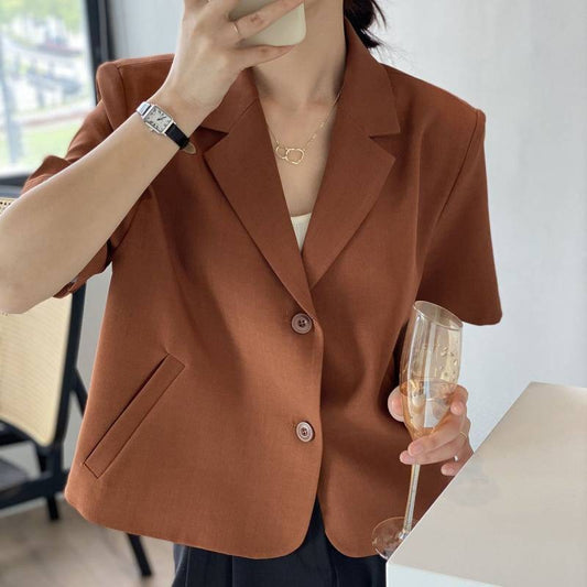Draping Casual Suit Top – same ANTHEM. Streetwear for Soulmates - Caramel color / S