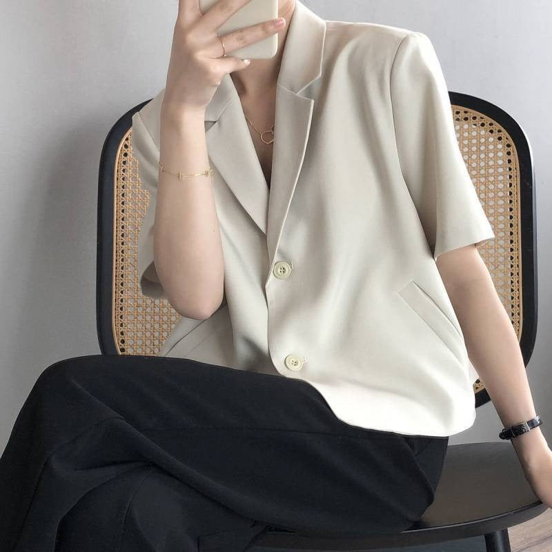 Draping Casual Suit Top – same ANTHEM. Streetwear for Soulmates - Beige apricot / S