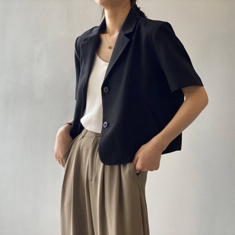 Draping Casual Suit Top – same ANTHEM. Streetwear for Soulmates - black / S