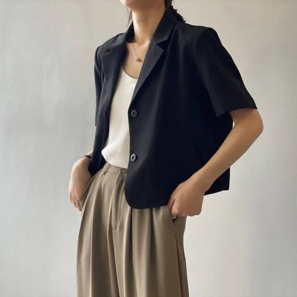Draping Casual Suit Top – same ANTHEM. Streetwear for Soulmates - black / S