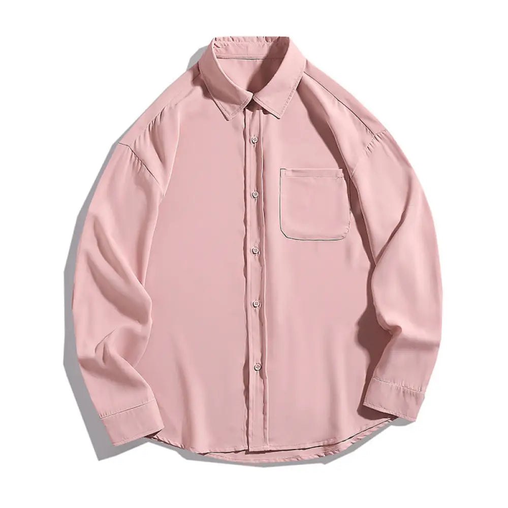 Draping Long-Sleeved Shirt – Japanese Style | same ANTHEM Men’s Shirts - Pink / L