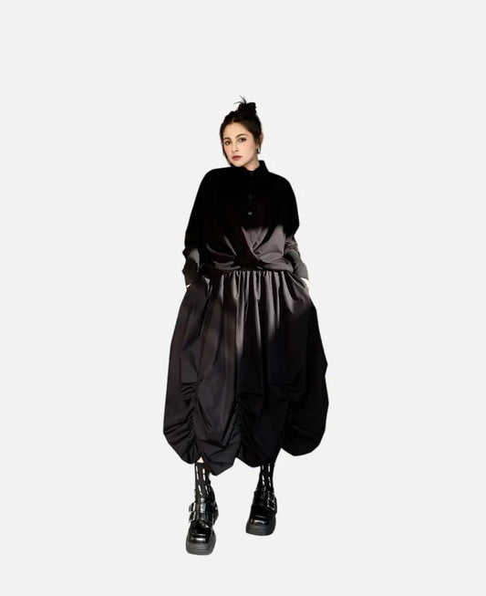 Drawn Loose High Waisted Fluffy Skirt | Japanese Style Casual Chic | same ANTHEM - black / one size