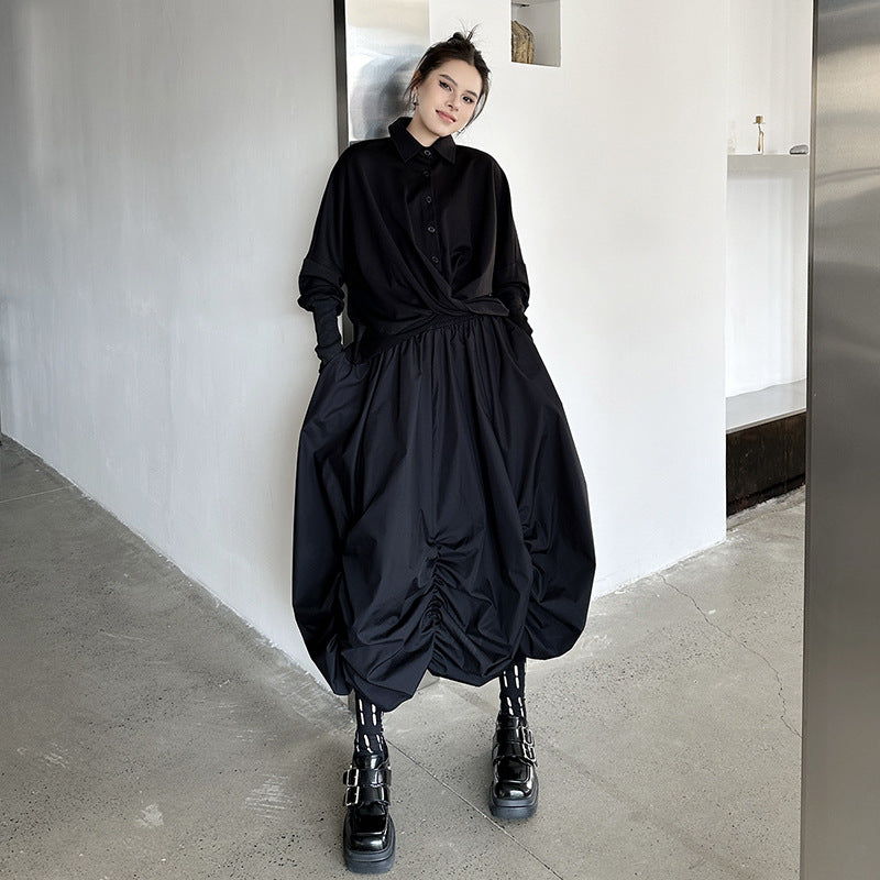 Drawn Loose High Waisted Fluffy Skirt | Japanese Style Casual Chic | same ANTHEM - black / one size