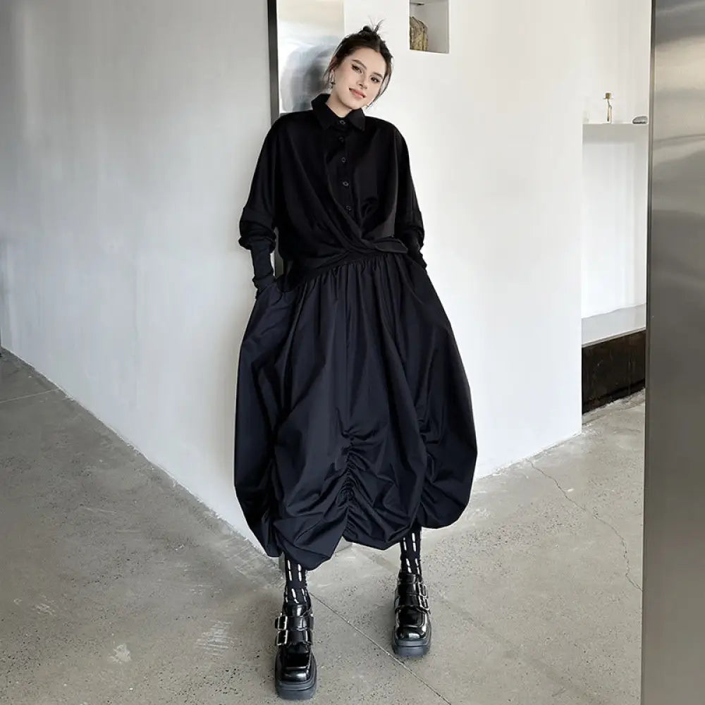 Drawn Loose High Waisted Fluffy Skirt | Japanese Style Casual Chic | same ANTHEM - black / one size