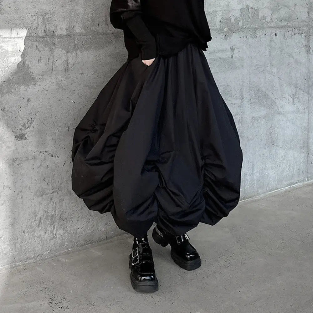 Drawn Loose High Waisted Fluffy Skirt | Japanese Style Casual Chic | same ANTHEM - black / one size