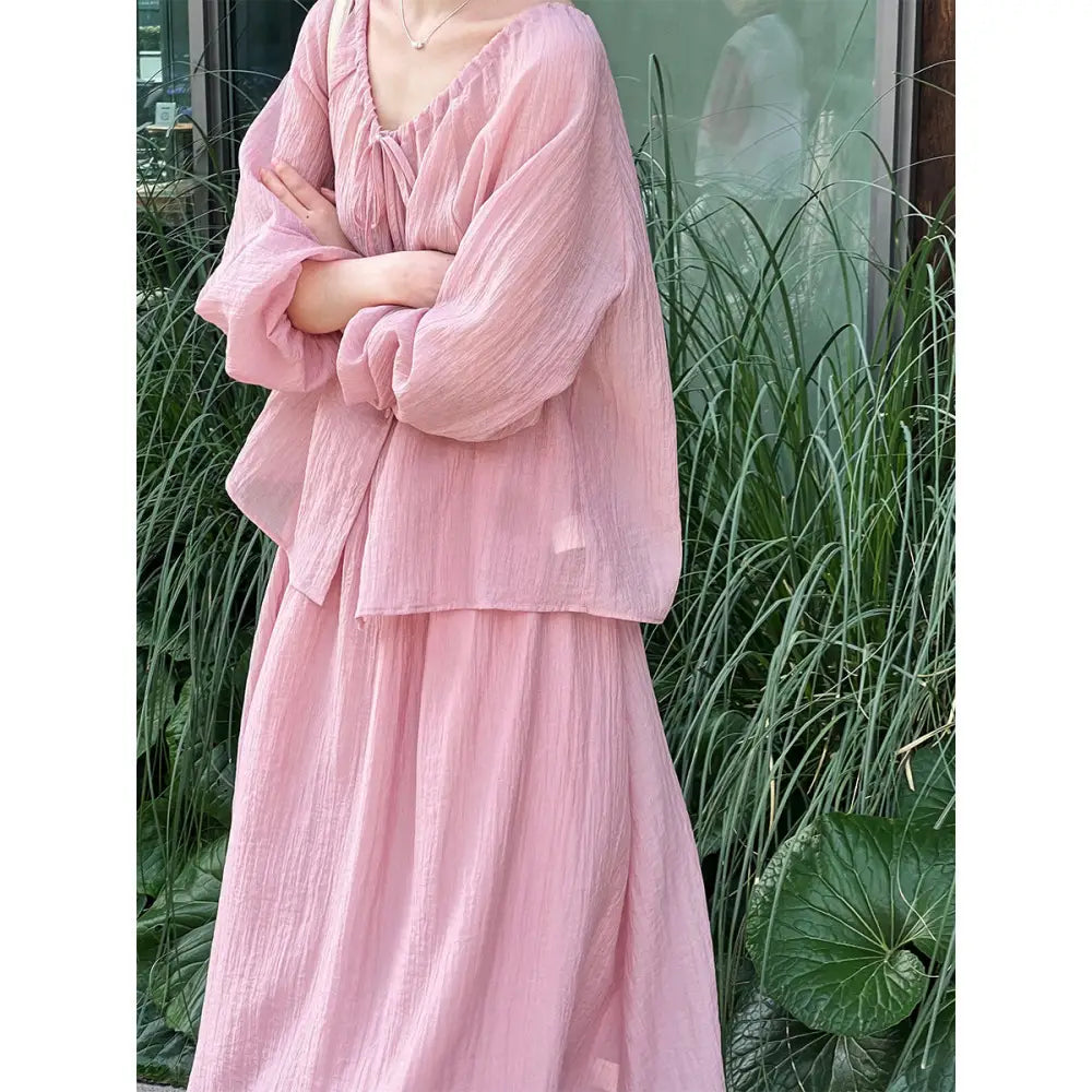 Drawstring Pleated Two-Piece Set – same ANTHEM