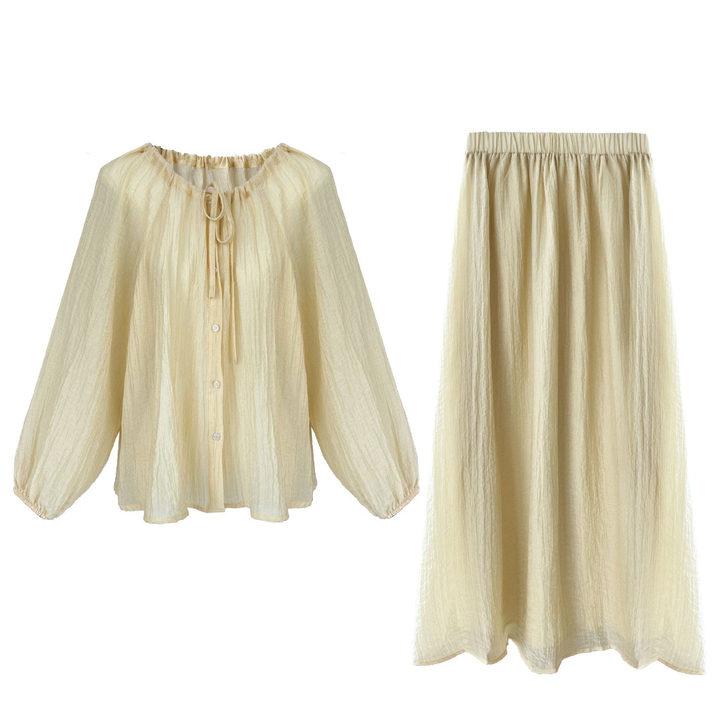 Drawstring Pleated Two-Piece Set – same ANTHEM