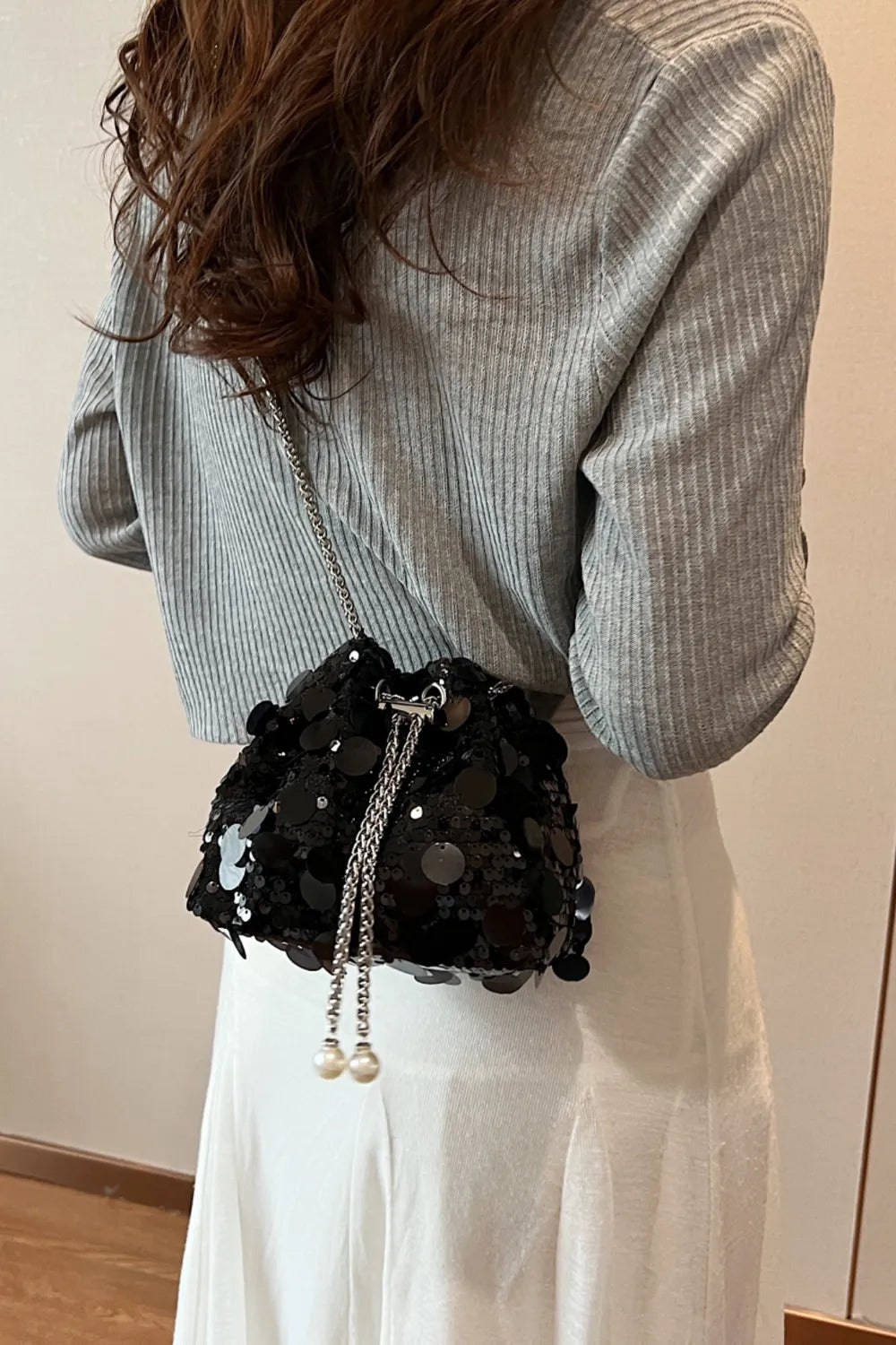 Drawstring Sequin Crossbody Bag – Soulmate Streetwear Accessory | same ANTHEM - Black / One Size