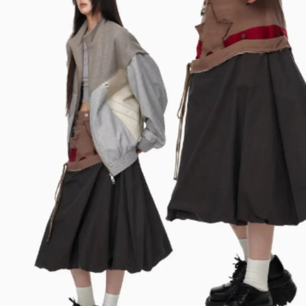 Drawstring Umbrella Skirt – Stylish Half Length | same ANTHEM - Black zongzi / M