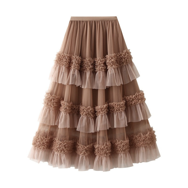 Dreamy Big Swing Gauze Skirt | same ANTHEM® - Khaki / one size