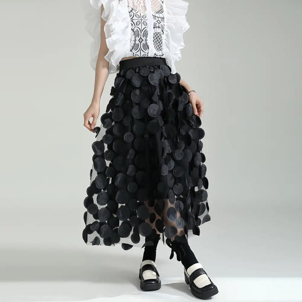 Dreamy Black Mesh Skirt | Polka Dot Romantic Streetwear | Same ANTHEM - Black / S