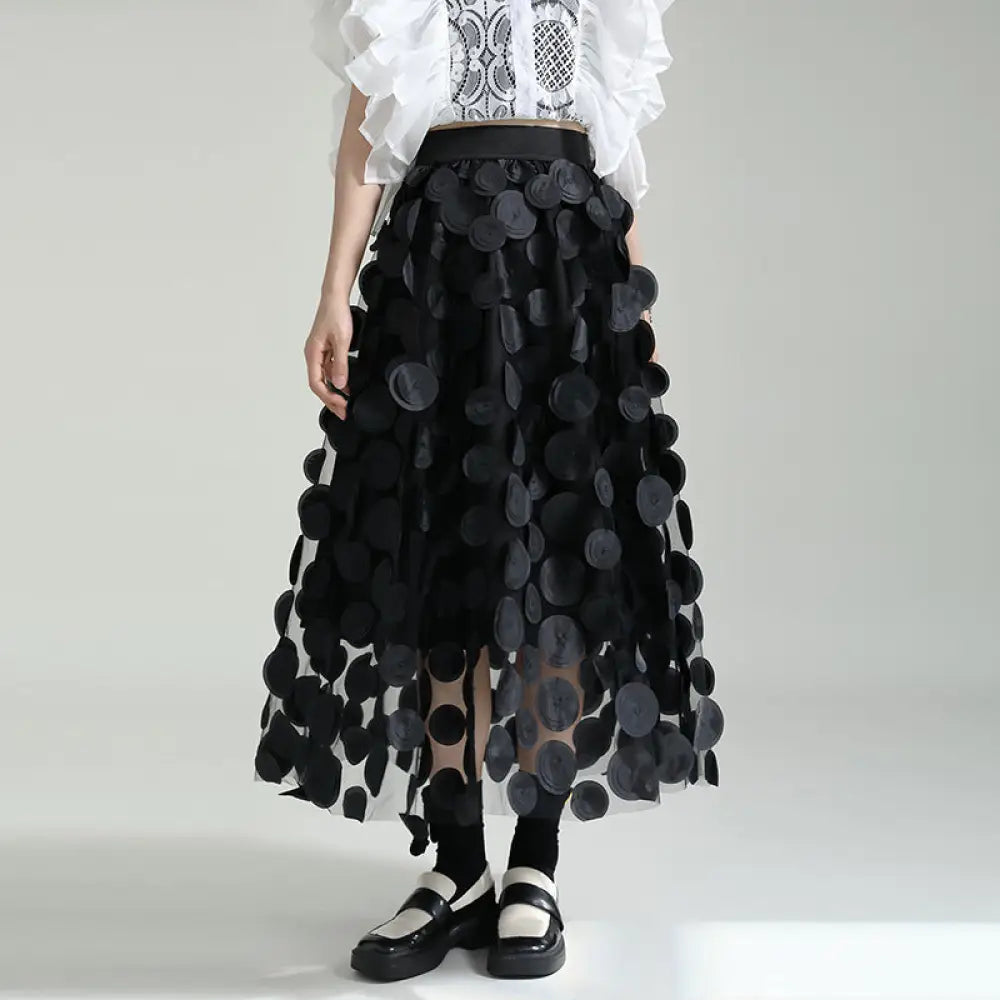 Dreamy Black Mesh Skirt | Polka Dot Romantic Streetwear | Same ANTHEM