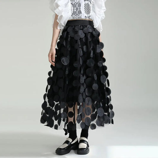 Dreamy Black Mesh Skirt | Polka Dot Romantic Streetwear | Same ANTHEM